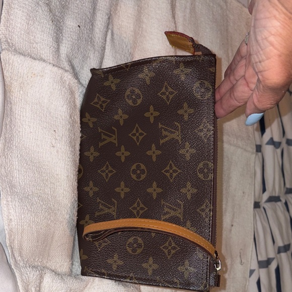 Authentic Louis Vuitton brown poche toilette vintage Monogram Clutch Wristlet - Picture 7 of 14